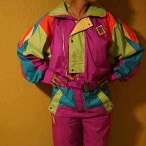 Vintage Ski Snow jumpsuit Neon
